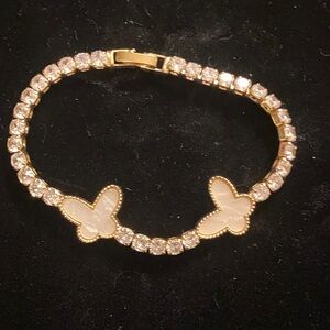Elegant Gold Filled Mother of Pearl Butterfly Bracelet